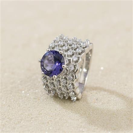 Cz Adjustable Ring With Rhodium Plating
