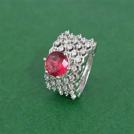 Cz Adjustable Ring With Rhodium Plating