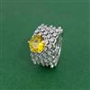 Cz Adjustable Ring With Rhodium Plating