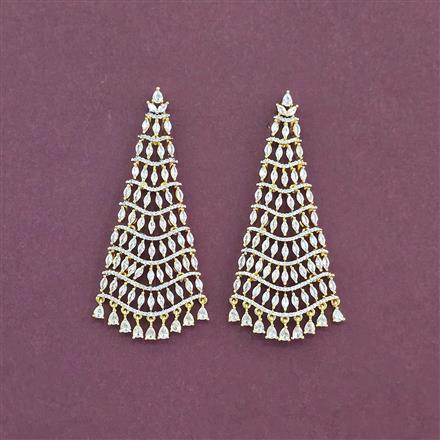 Cz Classic Earring With 2 Tone Rhodium Plating