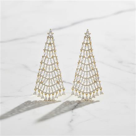 Cz Classic Earring With 2 Tone Rhodium Plating