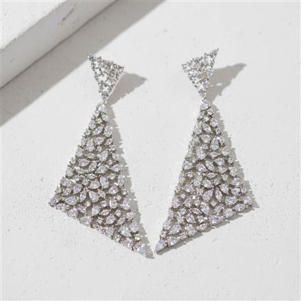 Cz Classic Earring With 2 Tone Rhodium Plating