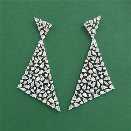 Cz Classic Earring With 2 Tone Rhodium Plating