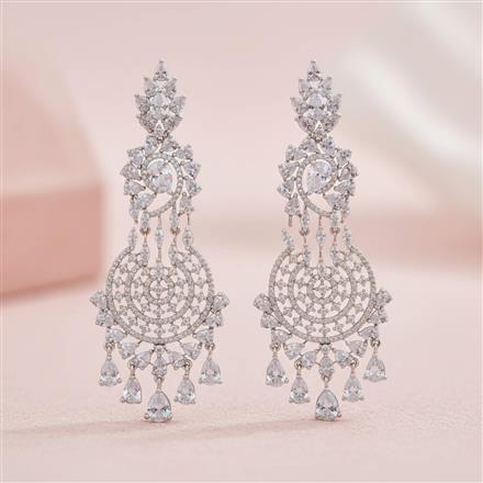 Cz Classic Earring With 2 Tone Rhodium Plating