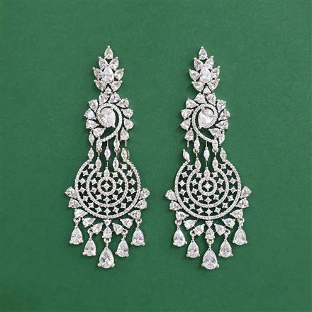Cz Classic Earring With 2 Tone Rhodium Plating