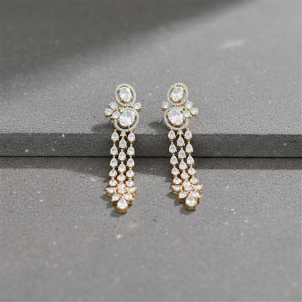 Cz Classic Earring With 2 Tone Rhodium Plating