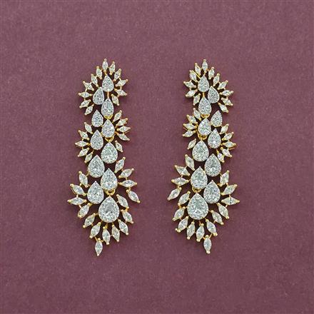 Cz Classic Earring With 2 Tone Rhodium Plating