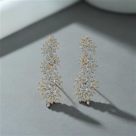 Cz Classic Earring With 2 Tone Rhodium Plating