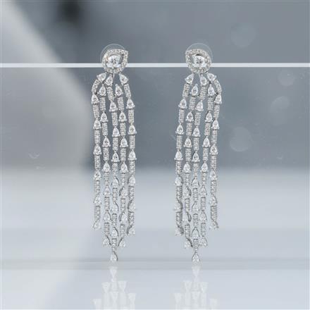 Cz Classic Earring With 2 Tone Rhodium Plating