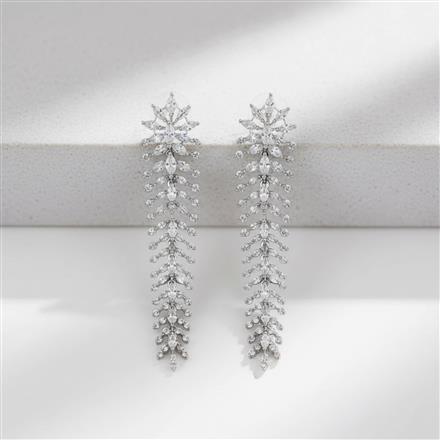 Cz Classic Earring With 2 Tone Rhodium Plating