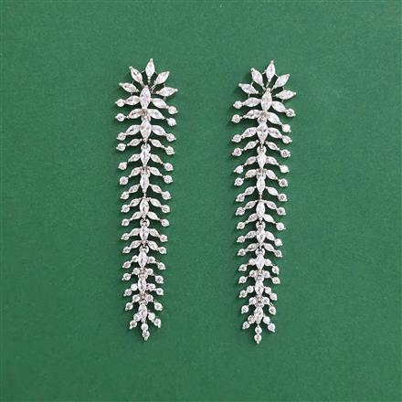 Cz Classic Earring With 2 Tone Rhodium Plating