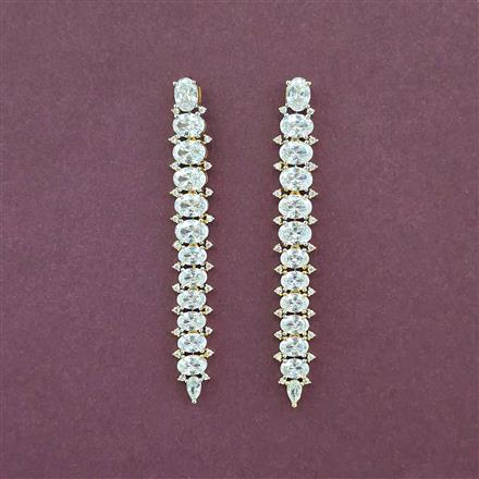 Cz Classic Earring With 2 Tone Rhodium Plating