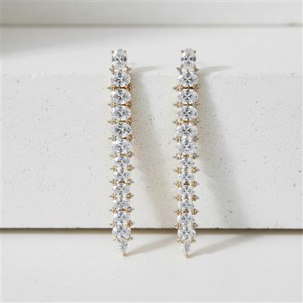 Cz Classic Earring With 2 Tone Rhodium Plating