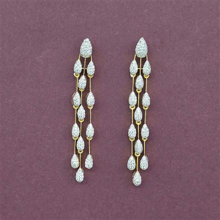 Cz Classic Earring With 2 Tone Rhodium Plating