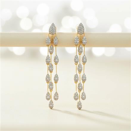 Cz Classic Earring With 2 Tone Rhodium Plating