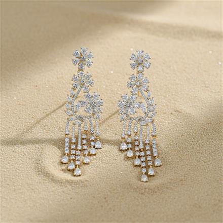 Cz Classic Earring With 2 Tone Rhodium Plating