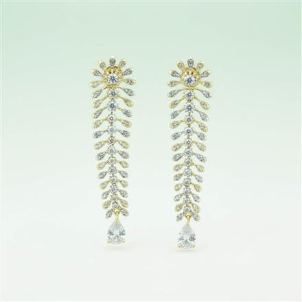 Cz Classic Earring With 2 Tone Rhodium Plating