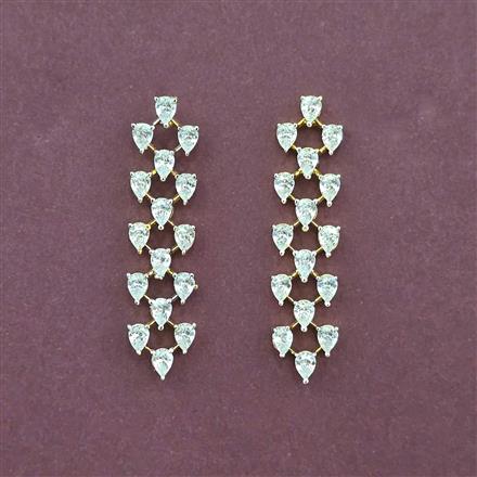 Cz Classic Earring With 2 Tone Rhodium Plating