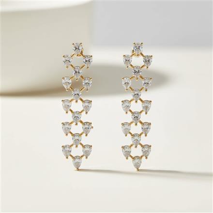 Cz Classic Earring With 2 Tone Rhodium Plating