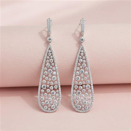 Cz Classic Earring With 2 Tone Rhodium Plating