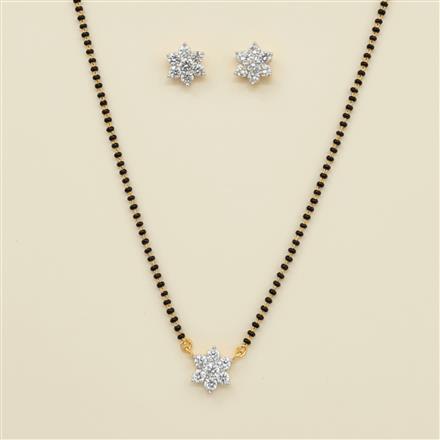 Cz Delicate Mangalsutra With 2 Tone Rhodium Plating