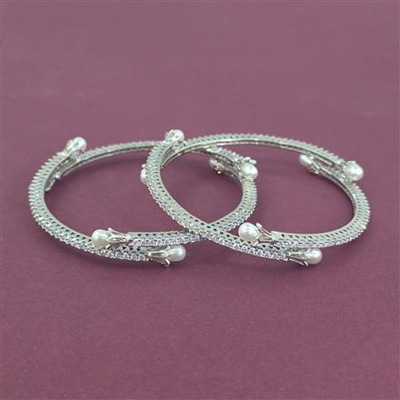 Cz Classic Bangles With Rhodium Plating