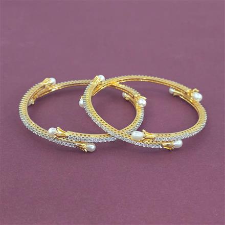 Cz Classic Bangles With 2 Tone Plating