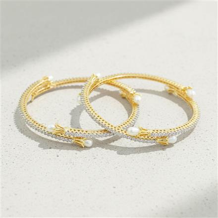 Cz Classic Bangles With 2 Tone Plating