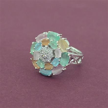 Cz Adjustable Ring With Rhodium Plating