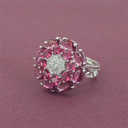 Cz Adjustable Ring With Rhodium Plating