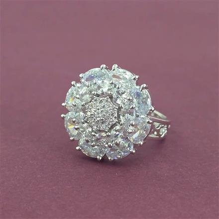 Cz Adjustable Ring With Rhodium Plating