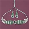 Cz Choker Necklace Set With Rhodium Plating