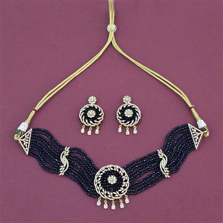 Cz Classic Necklace Set With Mehndi Plating