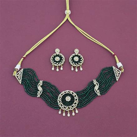 Cz Classic Necklace Set With Mehndi Plating
