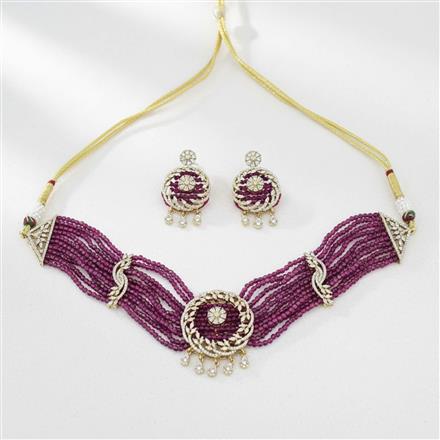 Cz Classic Necklace Set With Mehndi Plating