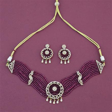 Cz Classic Necklace Set With Mehndi Plating