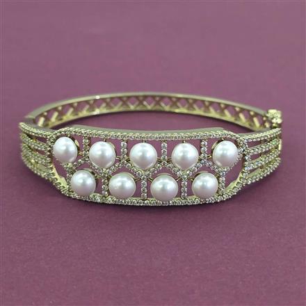 Cz Openable Kada With Mehndi 2 Tone Rhodium Plating