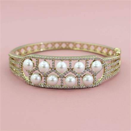 Cz Openable Kada With Mehndi 2 Tone Rhodium Plating