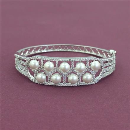 Cz Openable Kada With Mehndi 2 Tone Rhodium Plating