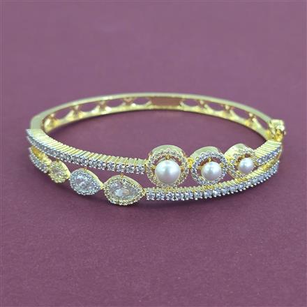 Cz Openable Kada With 2 Tone Rhodium Plating