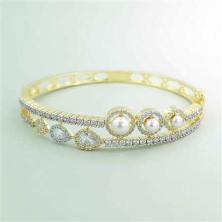 Cz Openable Kada With 2 Tone Rhodium Plating