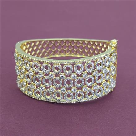 Cz Broad Kada With 2 Tone Rhodium Plating