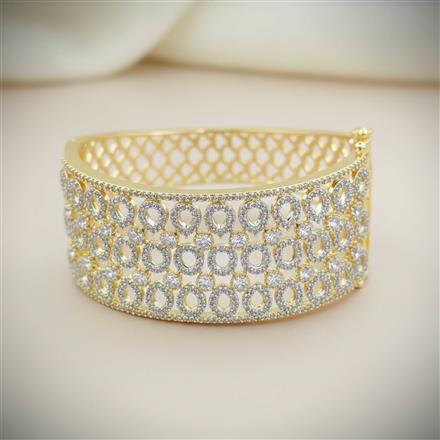 Cz Broad Kada With 2 Tone Rhodium Plating