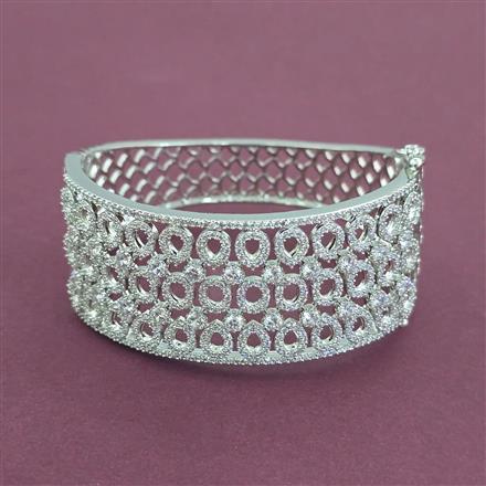 Cz Broad Kada With 2 Tone Rhodium Plating