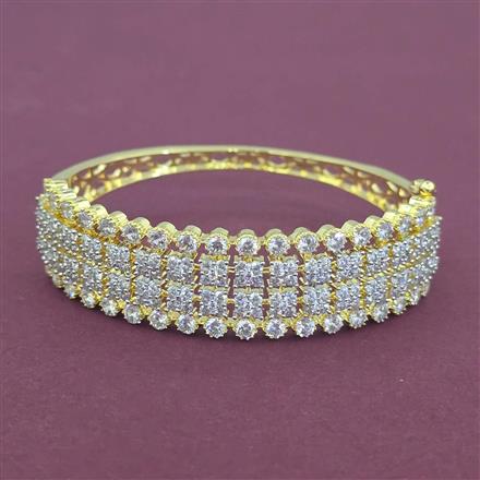 Cz Openable Kada With 2 Tone Rhodium Plating