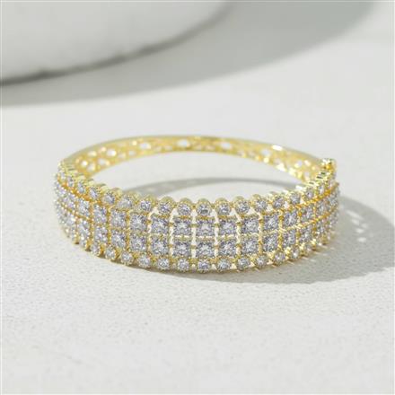 Cz Openable Kada With 2 Tone Rhodium Plating