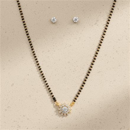 Cz Delicate Mangalsutra With 2 Tone Rhodium Plating