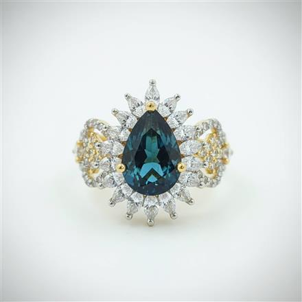 Cz Adjustable Ring With 2 Tone Plating