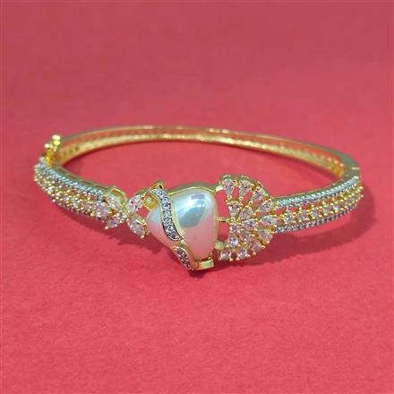 Cz Moti Kada With 2 Tone Rhodium Plating