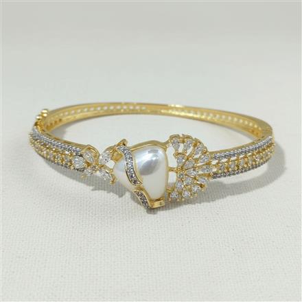 Cz Moti Kada With 2 Tone Rhodium Plating